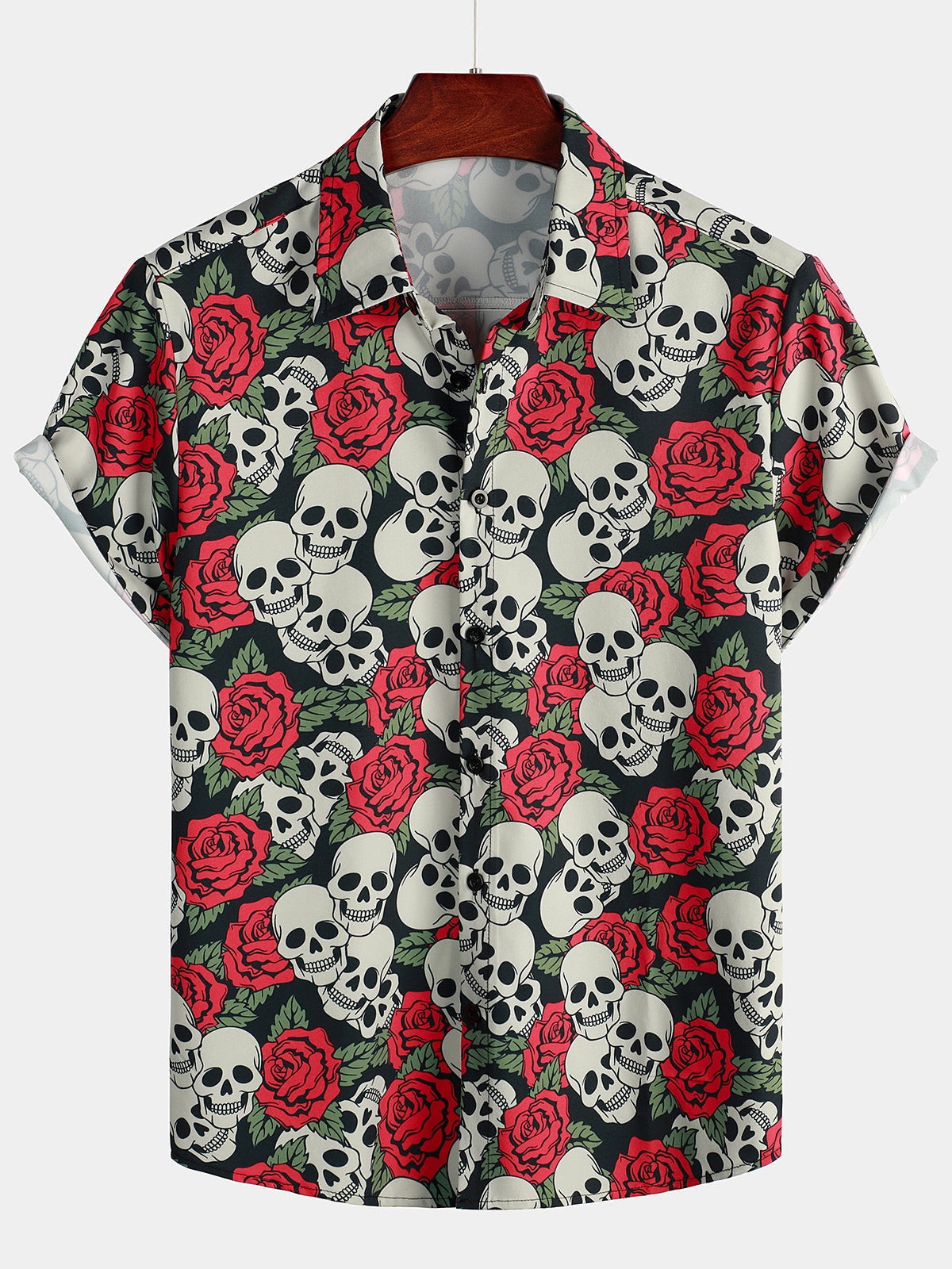 Camicia corta da uomo con stampa di teschi divertenti