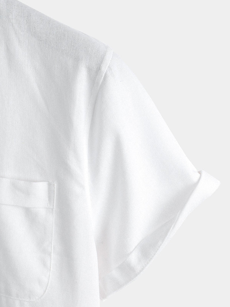 Camicia casual da uomo con colletto Henley a maniche corte
