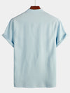 Camicia casual da uomo con colletto Henley a maniche corte