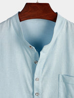 Camicia casual da uomo con colletto Henley a maniche corte