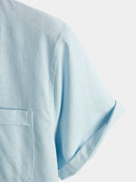 Camicia casual da uomo con colletto Henley a maniche corte