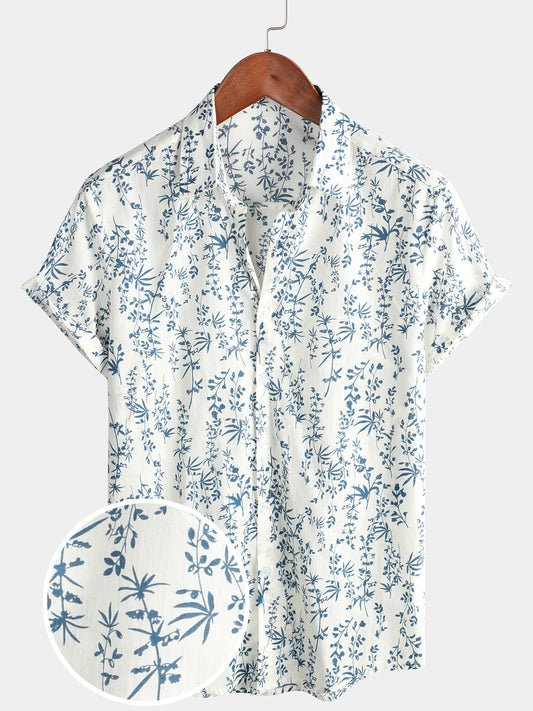 Camicia corta da uomo con stampa floreale per le vacanze