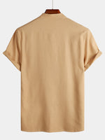 Camicia casual da uomo con colletto Henley a maniche corte