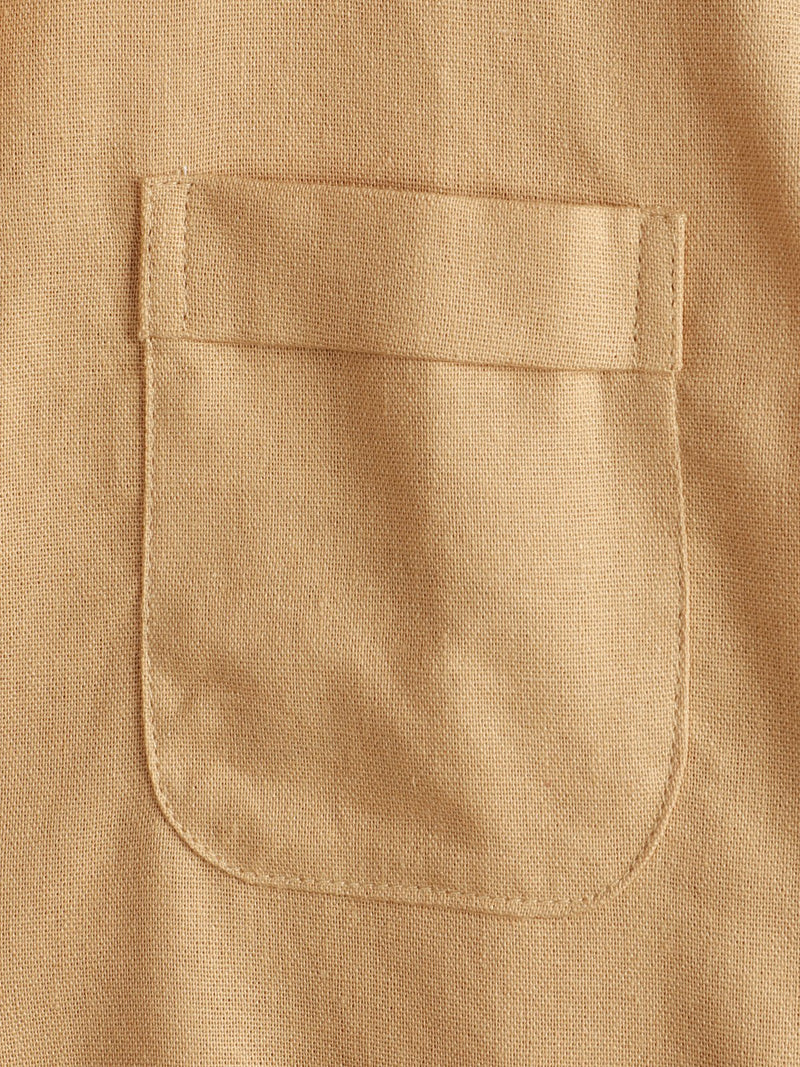 Camicia casual da uomo con colletto Henley a maniche corte
