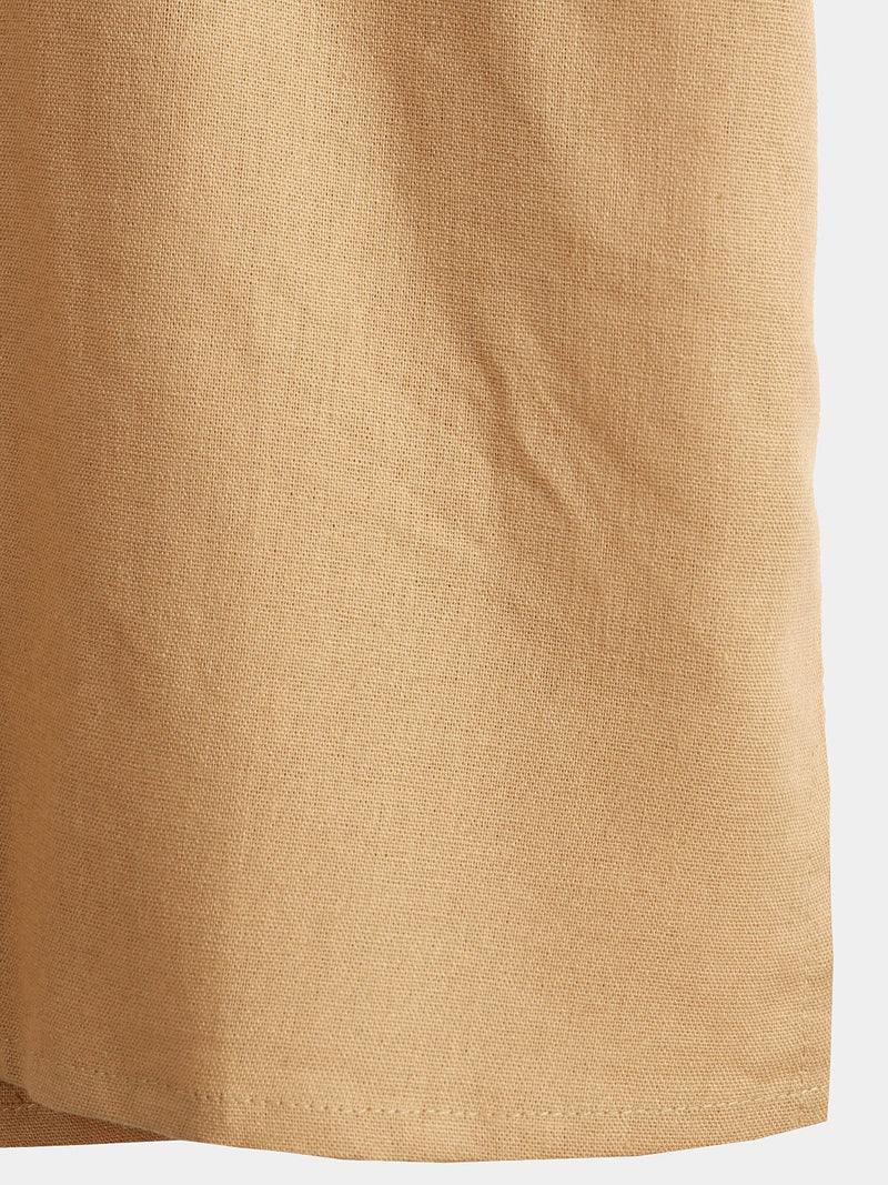 Camicia casual da uomo con colletto Henley a maniche corte