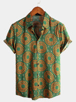 Camicia da uomo in cotone vintage a maniche corte