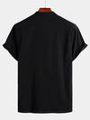 Camicia casual da uomo con colletto Henley a maniche corte