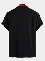 Camicia casual da uomo con colletto Henley a maniche corte