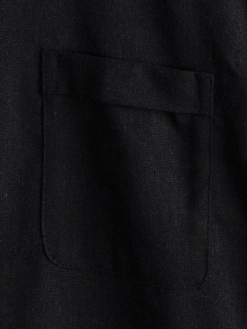 Camicia casual da uomo con colletto Henley a maniche corte