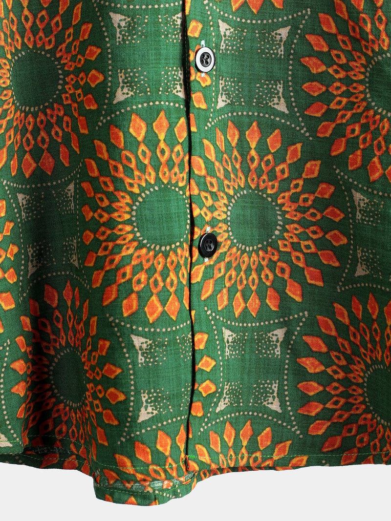 Camicia da uomo in cotone vintage a maniche corte
