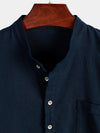 Camicia casual da uomo con colletto Henley a maniche corte