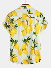 Camicia hawaiana estiva da uomo a maniche corte con stampa di limoni gialli tropicali
