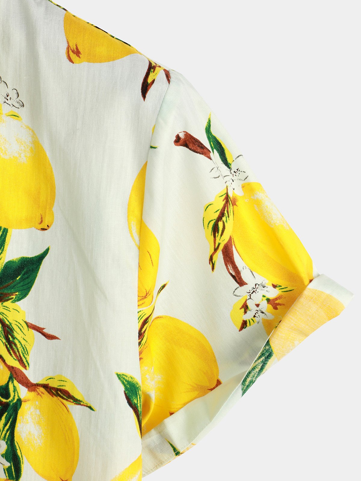 Camicia hawaiana estiva da uomo a maniche corte con stampa di limoni gialli tropicali