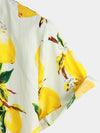 Camicia hawaiana estiva da uomo a maniche corte con stampa di limoni gialli tropicali