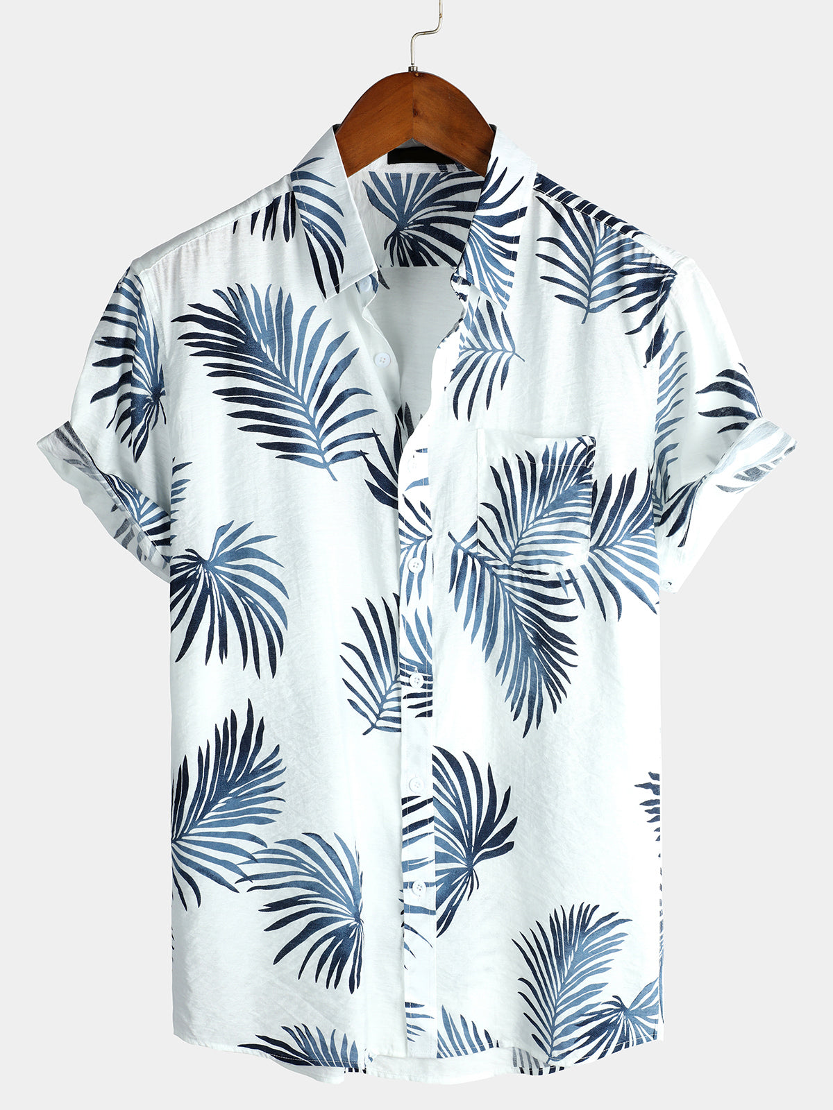 Camicia hawaiana estiva in cotone con motivo floreale da uomo